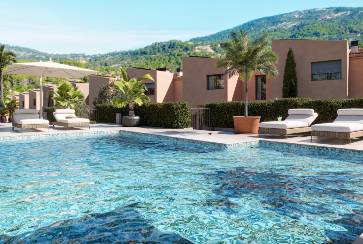 Nowoczesny basen dla mieszkańców inwestycji ES Voltor na Majorce.